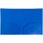 JAM Paper Plastic Heavy Duty Two Pocket Folders, Blue, 12 Pack (383Hbug)-Blue