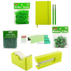 JAM Paper Complete Desk Kit, Green (338756Cgr)-Includes notebook, pens, binder clips, staples, paper clips, rubber bands, tape dispenser, and a stapler