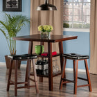 Winsome Orlando 3-Piece Set High Table with 2 Saddle Seat Stools, (94362)-Table Dimensions: 33.86"W x 33.86"D x 36.06"H, Chair Dimensions: 17.48"W x 14.49"D x 24.84"H