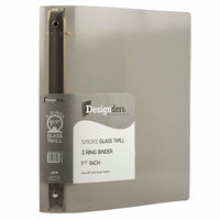 JAM Paper Plastic 3 Ring Binder, 1 1/2", Smoke Grey (762T15SM)-Smoke grey three ring plastic binder - 1.5" wide