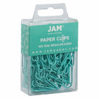 JAM Paper Colored Standard 1" Paper Clips - Teal - 2 Packs of 100-Size: 1 inch (Standard/Regular)
