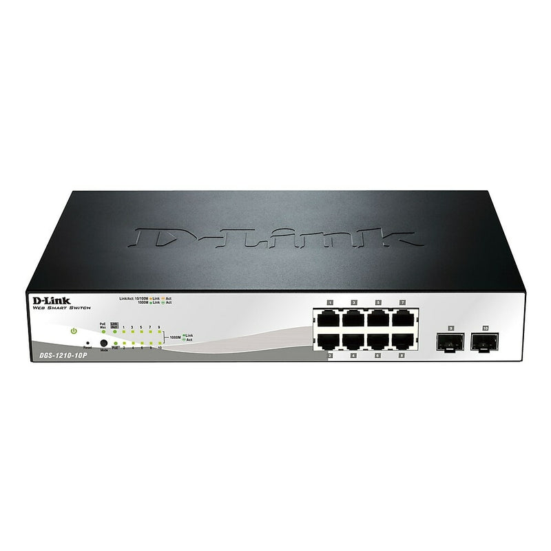 D-Link DGS-1210-10P GIGAPoE+スマートスイッチHUB D-Link DGS-1210-10P 10-port Gigabit PoE Smart Switch, including 2