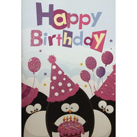 Rosedale 5-1/2" x 8" Penguin Happy Birthday Greeting Cards And Envelopes, 6 Pack (19781)-Printed on premium uncoated card stock