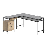 Sauder 56"W Market Commons L-Desk - Prime Oak-Spacious work surface.