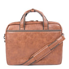 Bugatti 15.6" Synthetic Leather Briefcase with Canvas Trim, Cognac-Adjustable and removable shoulder straps