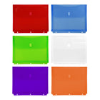 JAM Paper Plastic Binder Envelopes with Hook & Loop Closure, 3 Hole Punch, 9.5 x 1.25 x 11.5, Assorted, 6 Pack (218VB1ASSTD)-Colour: Assorted 6 Pack