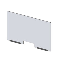 Mark Maker Modular Sneeze Guard Front - 47.5" W x 31.5" H panel 1/4" Clear Acrylic -2 12" aluminum bottom rails-with 4"x12" pass-Attach modular panel sides to extend the length of your divider using Plastic Living Hinges (Flex Hinges).
