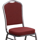 Flash Furniture HERCULES Series Crown Back Stacking Banquet Chair in Burgundy Patterned Fabric - Silver Vein Frame-Seamless Back Panel