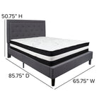 Flash Furniture Roxbury Queen Size Tufted Upholstered Platform Bed with Pocket Spring Mattress - Dark Grey Fabric-Dark Grey Fabric Upholstery