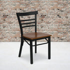 Flash Furniture HERCULES Series Black Three-Slat Ladder Back Metal Restaurant Chair - Cherry Wood Seat-.625'' Thick Plywood Seat