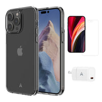 AXS Starter Kit bundle - Ultra Clear Case, Screen Protector and 20w Charger for Apple iPhone 14 Pro-Drop-tested, scratch resistant phone case with shock absorbing air pockets