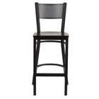 Flash Furniture HERCULES Series Black Grid Back Metal Restaurant Barstool - Walnut Wood Seat-Metal Barstool