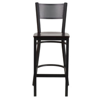 Flash Furniture HERCULES Series Black Grid Back Metal Restaurant Barstool - Walnut Wood Seat-Metal Barstool
