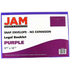 JAM Paper Plastic Envelopes with Snap Closure, Legal Booklet, 9.75 x 14.5, Purple Poly, 12 Pack (34830PU)-Opening: booklet
