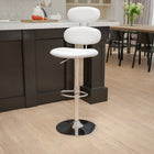 Flash Furniture Contemporary Vinyl Adjustable Height Barstool with Ellipse Back & Chrome Base - White-Seat Adjusts from Counter to Bar Height