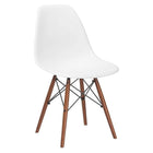 Nicer Furniture Eiffel Style Side Chair with Walnut Wood Legs - White - 4 Pack-High quality heavy-duty plastic molded seat with a matte finish