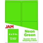 JAM Paper Extra Large Shipping Address Labels - 4" x 5" - Neon Green - 120 Pack -English only packaging