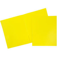 JAM Paper Plastic POP School Two Pocket Folders, Yellow, 12 Pack (382Eyeg)-Size: 9" x 12"