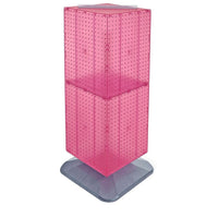 Azar Displays 40" x 14" x 14" Weighted 4-Sided Interlocking Pegboard Floor Display, Pink (701435-PNK)-Revolves on a square weighted base