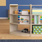 Flash Furniture Bright Beginnings Commercial Grade Bow Front 3 Tier Wooden Classroom Open Corner Storage Unit, Safe - Natural-Wipe Clean with a Damp Cloth