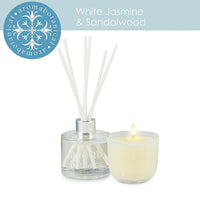 Aromabotanical White Jasmine & Sandalwood Gift Set Candle + Diffuser (16-AB/SET JS )-Aromabotanical gift set combines a 50 ml reed diffuser containing custom blended Australian essential oils, and a 2oz mini candle.