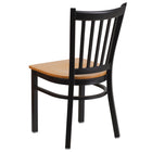 Flash Furniture HERCULES Series Black Vertical Back Metal Restaurant Chair - Natural Wood Seat-Natural Finished Wood Seat