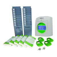 uPunch Non-Calculating Punch Clock With Cards, Keys, Rack & Ribbons-Non-Calculating Time Clock. Green & Grey