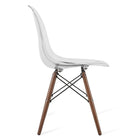 Nicer Furniture Eiffel Style Side Chair with Walnut Wood Legs - Clear - 2 Pack-Ergonomically shaped & comfortable curved seating - Great for Home, Office, Nurseries, Parties, Banquets, Bar and Cafe.