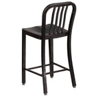 Flash Furniture Commercial Grade 24" High Metal Indoor-Outdoor Counter Height Stool - Black/Antique Gold - 2 Pack-Ergonomic Contoured Seat