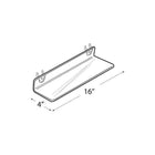 Azar Displays 16" x 4" Acrylic Shelf For Pegboard/Slatwall, Clear, 4 Pack (556016)-2"H x 16"W x 4"D, 3/16"T
