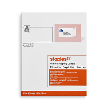 Staples White Shipping Labels for Inkjet/Laser Printers - 2