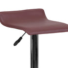 Flash Furniture Contemporary Burgundy Vinyl Adjustable Height Barstool with Solid Wave Seat & Chrome Base-Swivel Seat