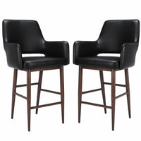Plata Decor Isaak Stools with Walnut Metal Legs - Taupe - 2 Pack-Counter stool