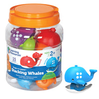 Learning Resources Snap-n-Learn Stacking Whales - Assorted-Versatile set of nesting whales build fine motor skills while sharpening color and number recognition