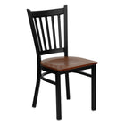 Flash Furniture HERCULES Series Black Vertical Back Metal Restaurant Chair - Cherry Wood Seat-500 lb. Weight Capacity