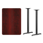 Flash Furniture 30" x 42" Rectangular Mahogany Laminate Table Top with 5" x 22" Bar Height Table Bases-Mahogany Laminate Top