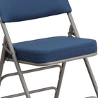 Flash Furniture HERCULES Premium Curved Triple Braced & Double Hinged Navy Fabric Metal Folding Chair-Double-Hinged