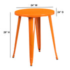 Flash Furniture 24" Round Orange Metal Indoor-Outdoor Table-Top Size: 24" Round