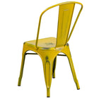 Flash Furniture Commercial Grade Distressed Metal Indoor-Outdoor Stackable Chair - Yellow-Seat Drain Holes assist in drying