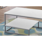 Monarch Specialties 7961P Table Set - 3Pcs Set/White/Silver Metal-Raised bottom half shelf for additional storage