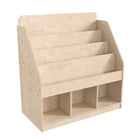 Flash Furniture Bright Beginnings Commercial Grade Modular Wooden Classroom 4 Tier Bookstand with 3 Storage Compartments-Natural-Resists Yellowing, Stains, and Scratches