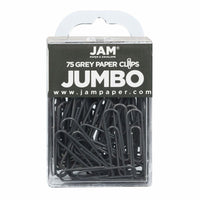 JAM Paper Colored Jumbo 2" Paper Clips - Grey - 3 Packs of 75-Color: Dark Grey