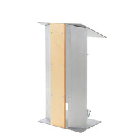 Urbann K6 Lectern With Wheels - Aluminum and Wood, Natural-Type of Lectern: Free standing with wheels
