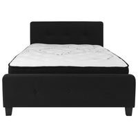 Flash Furniture Tribeca Full Size Tufted Upholstered Platform Bed with Pocket Spring Mattress - Black Fabric-Full Platform Bed and Mattress Set
