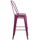 Flash Furniture 30" High Purple Metal Indoor-Outdoor Barstool with Back-Curved Back with Vertical Slat