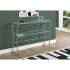 Monarch Specialties 2128 Accent Table - 42"L/Silver /Tempered Glass Hall Console-Strong lower wire metal shelf for additional storage