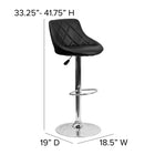 Flash Furniture Contemporary Black Vinyl Bucket Seat Adjustable Height Barstool with Diamond Pattern Back & Chrome Base-Height Adjustable Seat with Gas Lift