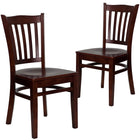 Flash Furniture HERCULES Series Vertical Slat Back Mahogany Wood Restaurant Chair - 2 Pack-Vertical Slat Back Design