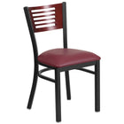 Flash Furniture HERCULES Series Black Slat Back Metal Restaurant Chair - Mahogany Wood Back & Burgundy Vinyl Seat-500 lb. Weight Capacity