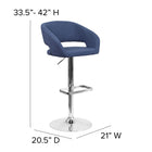 Flash Furniture Contemporary Blue Fabric Adjustable Height Barstool with Chrome Base (CH-122070-BLFAB-GG)-Footrest